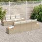 Preview: 8 Teiliges Garten Sofa Set mit Kissen Beige Poly Rattan Akazie