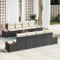Preview: ARDEBO.de - 9-teiliges Garten Sofa Set mit Kissen Schwarz Poly Rattan Akazie