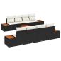 Preview: 9-teiliges Garten Sofa Set mit Kissen Schwarz Poly Rattan Akazie