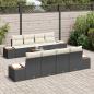 Preview: 9-teiliges Garten Sofa Set mit Kissen Schwarz Poly Rattan Akazie