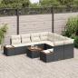 Preview: 9-teiliges Garten-Sofa-Set mit Kissen Schwarz Poly-Rattan Akazie