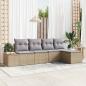 Preview: ARDEBO.de - 5-teiliges Garten Sofa Set mit Kissen Beige Poly-Rattan Akazie