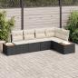 Preview: ARDEBO.de - 5-teiliges Garten Sofa Set mit Kissen Schwarz Poly Rattan Akazie