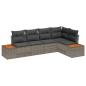 Preview: 5-teiliges Garten-Sofa-Set mit Kissen Grau Poly-Rattan Akazie