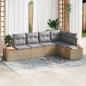 Preview: ARDEBO.de - 5-teiliges Garten-Sofa-Set mit Kissen Beige Poly Rattan Akazie