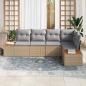 Preview: 5-teiliges Garten-Sofa-Set mit Kissen Beige Poly Rattan Akazie