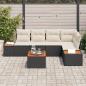 Preview: 6-teiliges Garten Sofaset mit Kissen Schwarz Poly-Rattan Akazie