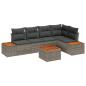 Preview: 6-teiliges Garten Sofa Set mit Kissen Grau Poly Rattan Akazie