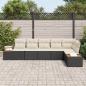 Preview: 6-teiliges Garten Sofa Set mit Kissen in schwarzem Poly Rattan