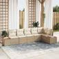 Preview: ARDEBO.de - 6-teiliges Garten Sofa Set mit Kissen Beige Poly Rattan Akazie