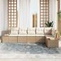 Preview: 6-teiliges Garten Sofa Set mit Kissen Beige Poly Rattan Akazie