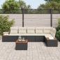 Preview: 7-teiliges Garten-Sofa-Set mit Kissen Schwarz Poly-Rattan Akazie