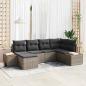 Preview: ARDEBO.de - 6-teiliges Garten-Sofaset mit Kissen Grau Poly Rattan Akazie