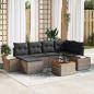 Preview: ARDEBO.de - 7-teiliges Garten Sofa Set mit Kissen Grau Poly Rattan Akazie