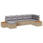 Preview: 7-teiliges Garten Sofa Set mit Kissen Beige Poly Rattan Akazie