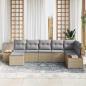Preview: 7-teiliges Garten Sofa Set mit Kissen Beige Poly Rattan Akazie
