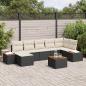 Preview: ARDEBO.de - 8-teiliges Garten-Sofa Set mit Kissen Schwarz Poly Rattan Akazie