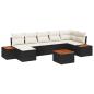 Preview: 8-teiliges Garten-Sofa Set mit Kissen Schwarz Poly Rattan Akazie
