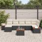 Preview: 8-teiliges Garten-Sofa Set mit Kissen Schwarz Poly Rattan Akazie