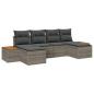 Preview: 6-teiliges Garten Sofa Set mit Kissen Grau Poly Rattan Akazie
