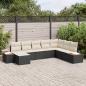 Preview: ARDEBO.de - 8-teiliges Garten Sofa Set mit Kissen Schwarz Poly Rattan Akazie