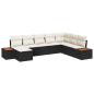 Preview: 8-teiliges Garten Sofa Set mit Kissen Schwarz Poly Rattan Akazie