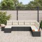 Preview: 8-teiliges Garten Sofa Set mit Kissen Schwarz Poly Rattan Akazie