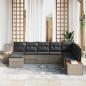 Preview: 8-teiliges Garten Sofa Set mit Kissen Grau Poly Rattan Akazie