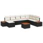 Preview: 9-teiliges Garten Sofa Set mit Kissen Schwarz Poly Rattan Akazie