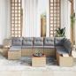 Preview: 9-teiliges Garten Sofa Set mit Kissen Beige Poly Rattan Akazie