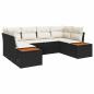 Preview: 6-teiliges Garten Sofa Set mit Kissen Schwarz Poly Rattan Akazie
