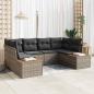 Preview: ARDEBO.de - 6-teiliges Garten-Sofa-Set mit Kissen Grau Poly Rattan Akazie