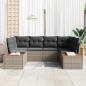 Preview: 6-teiliges Garten-Sofa-Set mit Kissen Grau Poly Rattan Akazie