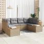 Preview: ARDEBO.de - 6-teiliges Garten Sofa Set mit Kissen Beige Poly Rattan Akazie