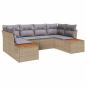 Preview: 6-teiliges Garten Sofa Set mit Kissen Beige Poly Rattan Akazie