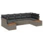 Preview: 7-teiliges Gartensofa Set mit Kissen Grau Poly Rattan Akazie