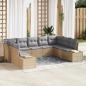 Preview: ARDEBO.de - Garten-Sofa Set mit 9 Teilen in Beige Poly Rattan