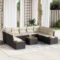 Preview: ARDEBO.de - Gartensofa-set mit Kissen 10 pcs Schwarz Poly Rattan
