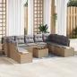Preview: ARDEBO.de - 10-teiliges Garten Sofa Set mit Kissen Beige Poly Rattan Akazie