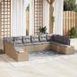 Preview: ARDEBO.de - 10-teiliges Garten Sofa Set mit Kissen Beige Poly Rattan Akazie