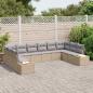 Preview: 10-teiliges Garten Sofa Set mit Kissen Beige Poly Rattan Akazie