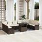 Preview: ARDEBO.de - 11-teiliges Garten-Sofa-Set mit Kissen in Braun aus Poly-Rattan
