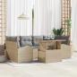 Preview: ARDEBO.de - 7-teiliges Garten Sofa Set mit Kissen Beige Poly Rattan
