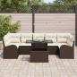Preview: 8-teiliges Garten-Sofa-Set mit Kissen Braun Poly-Rattan
