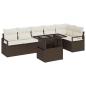 Preview: 7-teiliges Garten-Sofa-Set mit Kissen Braun Poly Rattan, 2-Sitzer Garten-Sofa mit Kissen Braun Poly Rattan