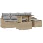 Preview: 6-Teiliges Garten Sofaset mit Kissen Beige Poly Rattan