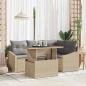 Preview: ARDEBO.de - 5 teiliges Garten Sofa Set mit Kissen beige Poly Rattan