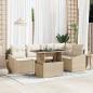 Preview: ARDEBO.de - 6-teiliges Garten Sofa Set mit Kissen in Beige aus Poly Rattan