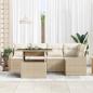 Preview: 6-teiliges Garten Sofa Set mit Kissen in Beige aus Poly Rattan