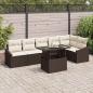Preview: ARDEBO.de - 7-teilige Garten Sofa Set mit Kissen Braun Poly Rattan